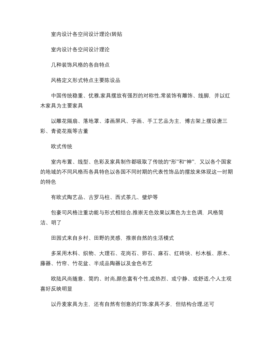 室内设计各空间设计理论要点_第1页