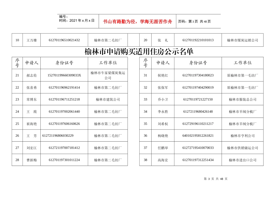 榆林市金苑小区第一期经济适用住房_第3页
