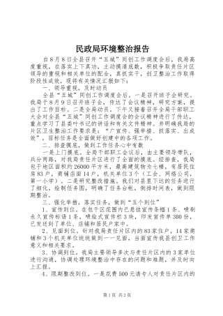 民政局环境整治报告