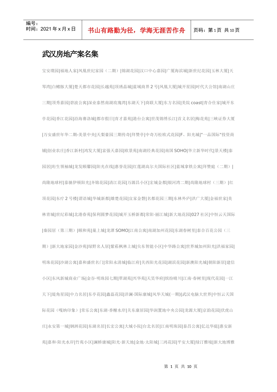 武汉房地产案名集_第1页