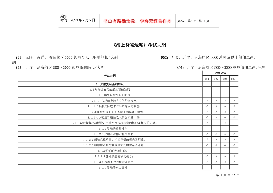 海上货物运输考试大纲_第1页