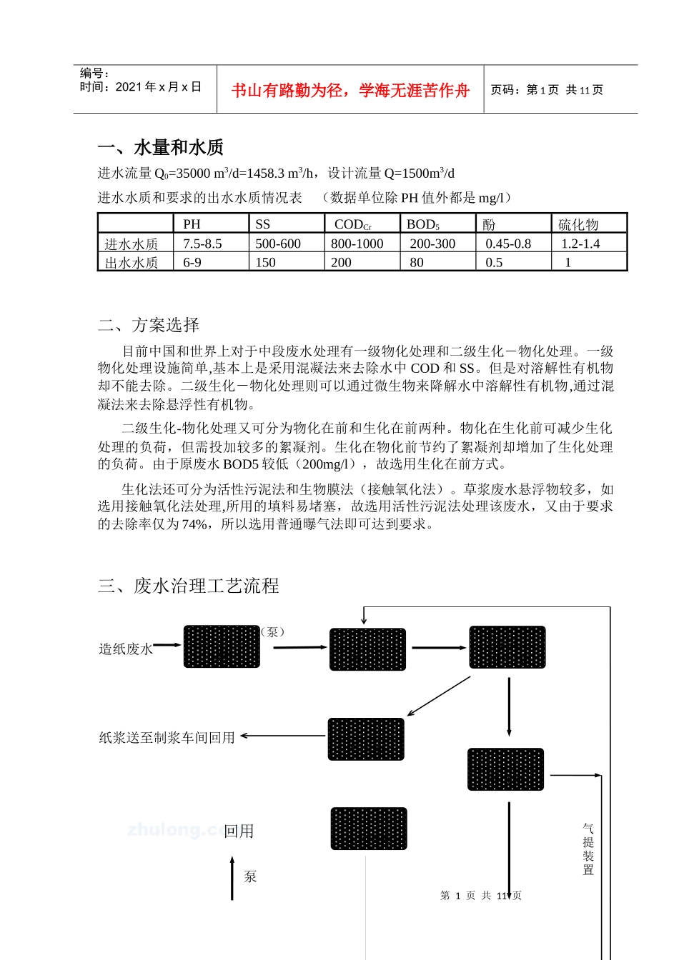 某造纸厂35000吨每日废水治理工艺方案_secret_第2页