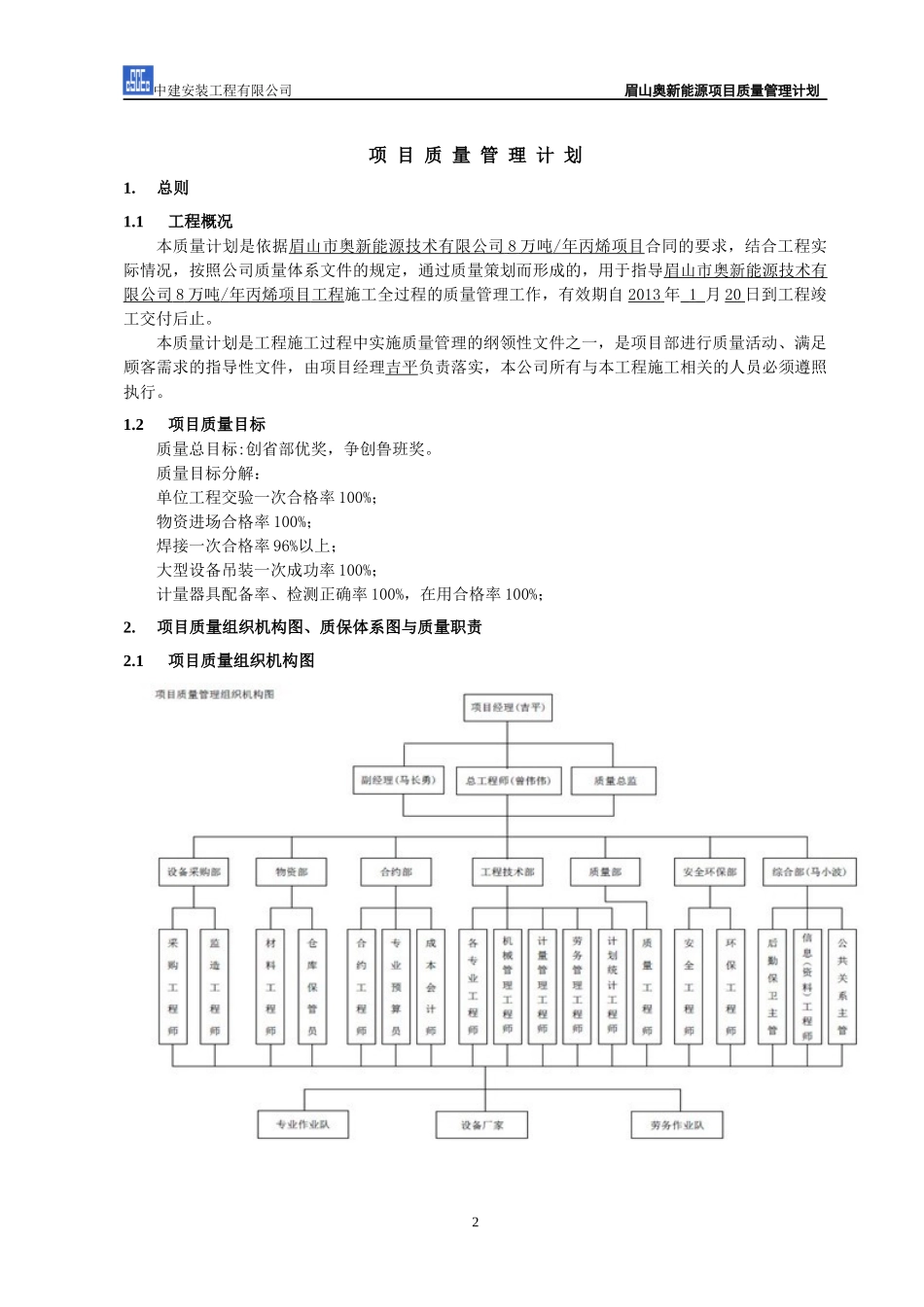 某新能源技术有限公司丙烯项目质量计划_第3页
