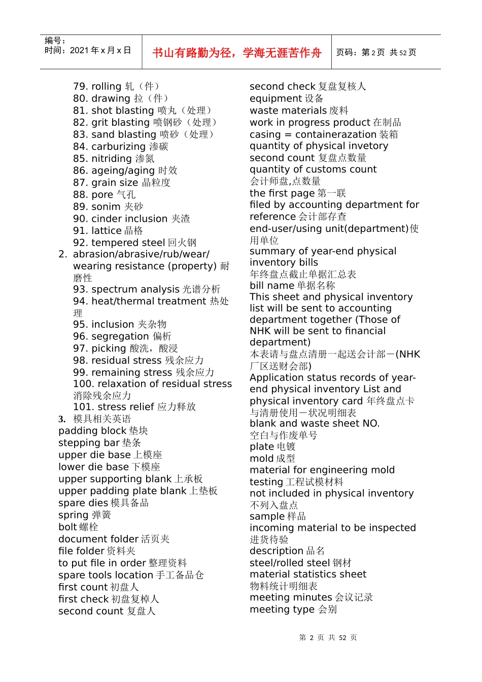机械设计制造模具专业英语_第2页