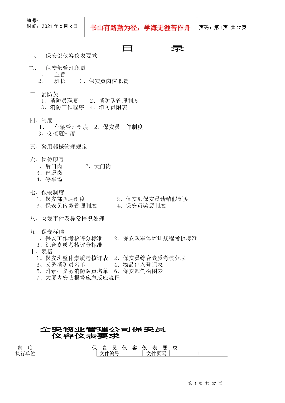 某物业公司岗位职责管理规范_第1页
