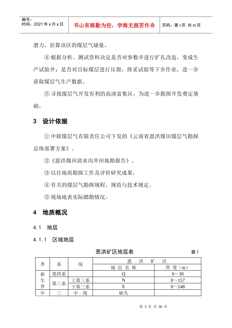 煤层气01井钻井地质设计_第3页