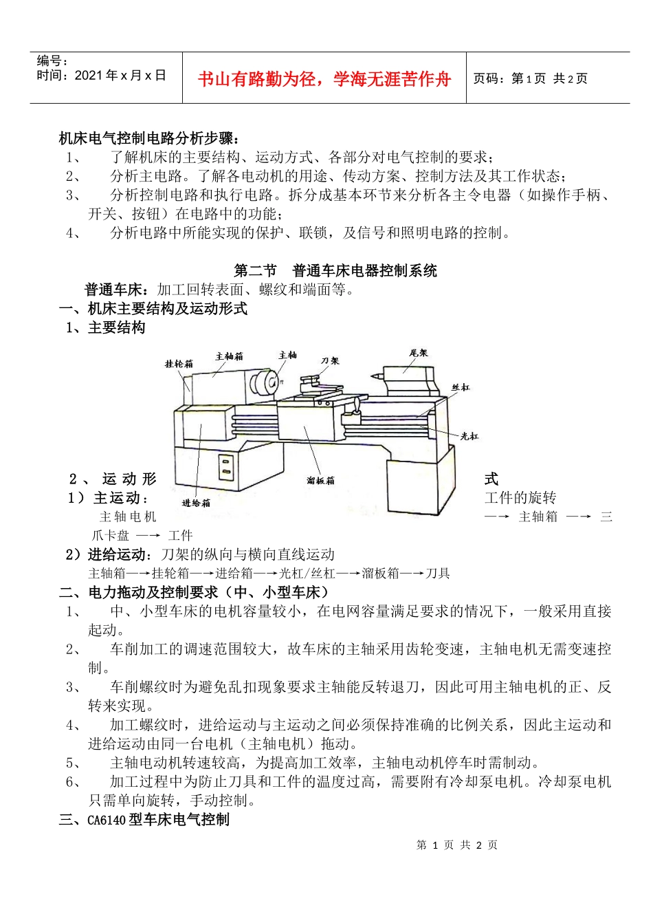 机床电气控制电路分析步骤_第1页