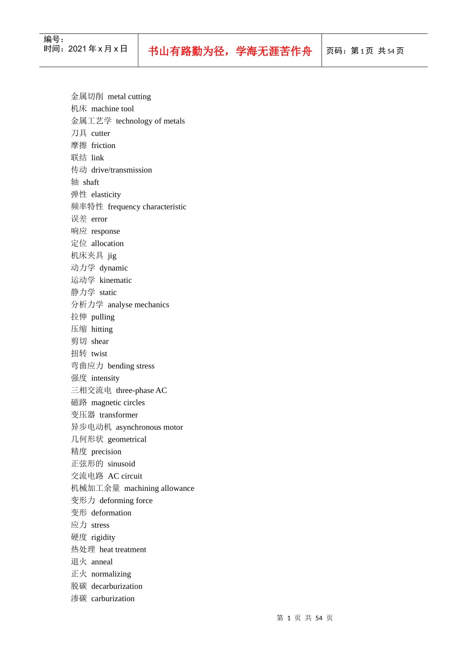 机械设计专业术语（DOC53页）_第1页