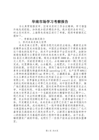 华南市场学习考察报告