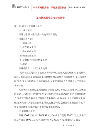某风景旅游项目可行性报告