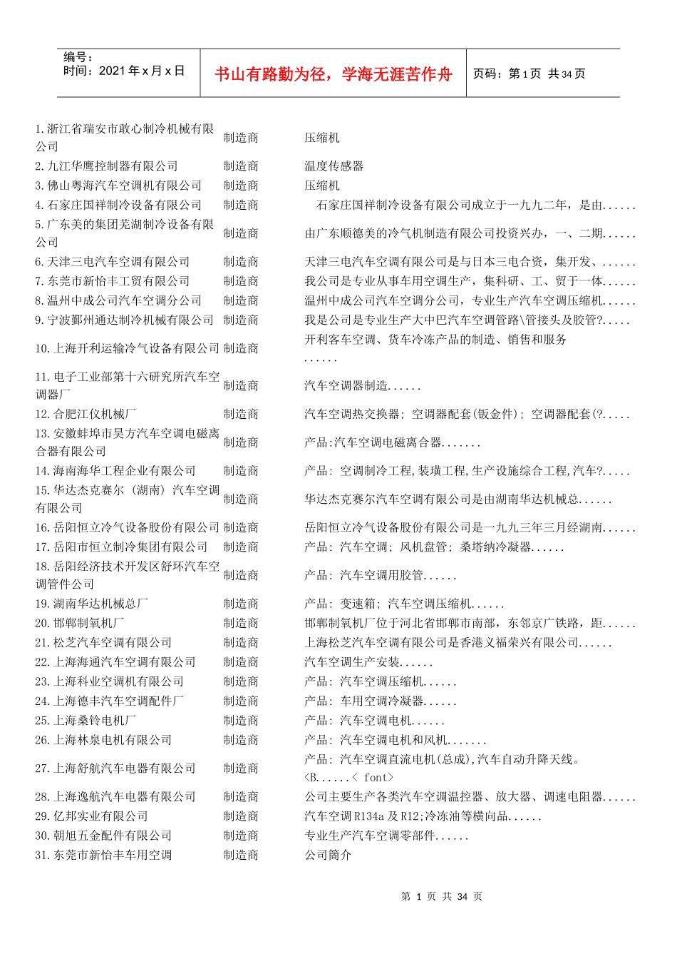 汽车电子、汽车空调厂名录_第1页
