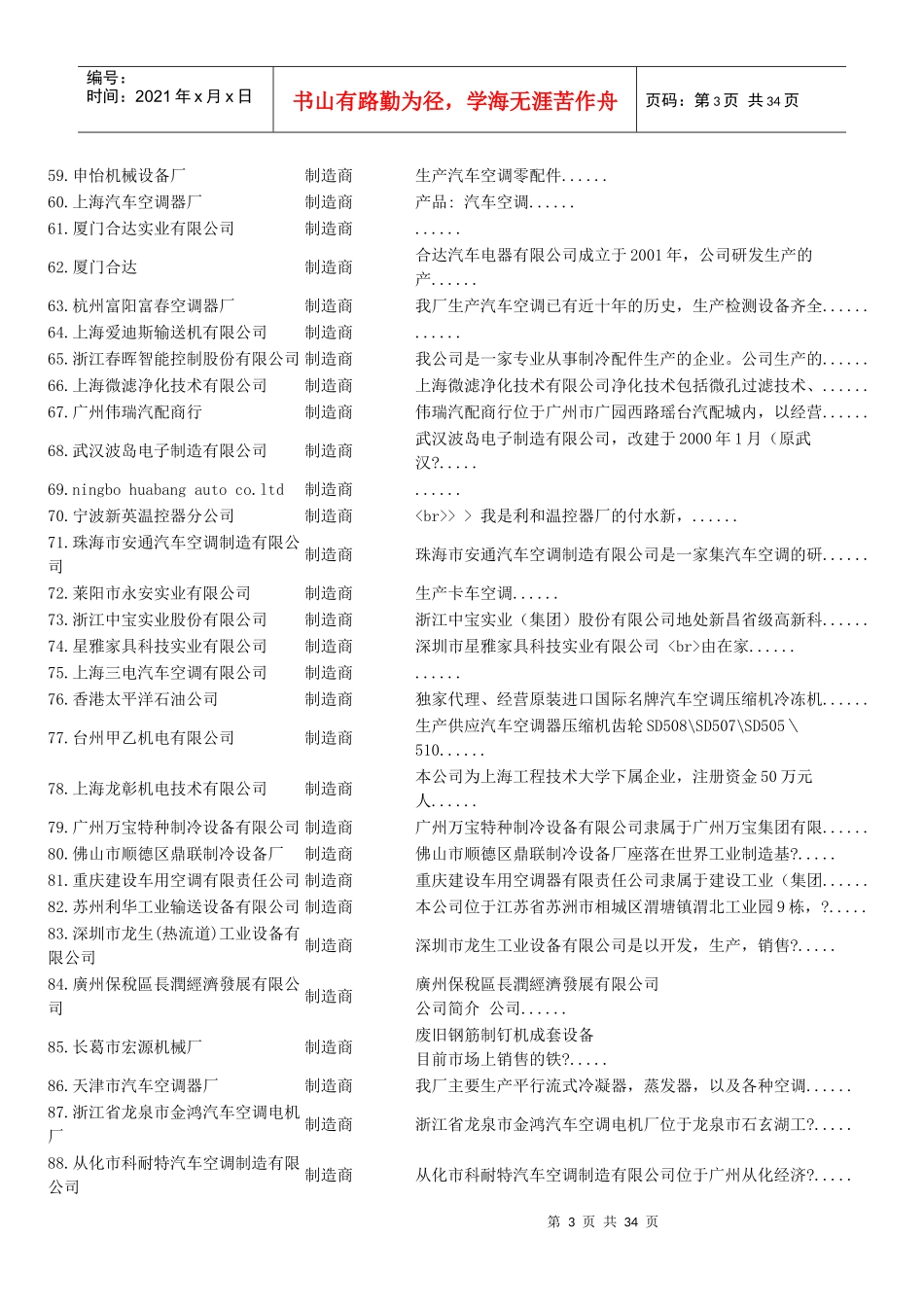 汽车电子、汽车空调厂名录_第3页