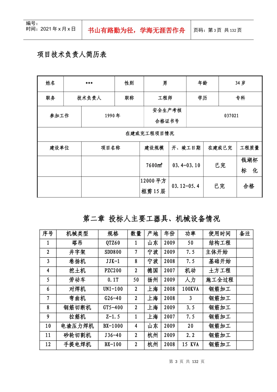 某框架结构工程施工组织设计技术标完整版_第3页