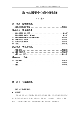 海拉尔国贸中心商业策划案-北京金力天商业房地产投资咨询服