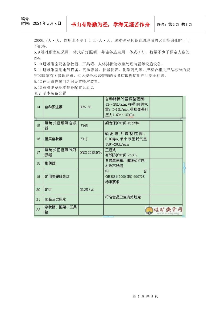 煤矿井下固定式避难硐室技术要求_第3页