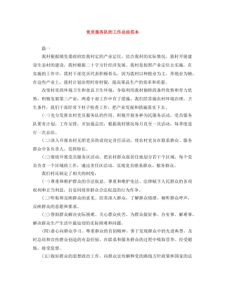 党员服务队的工作总结范本 
