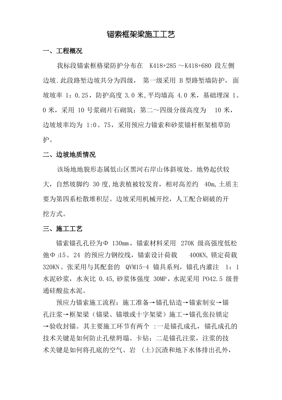 锚索框格梁施工工艺_第1页