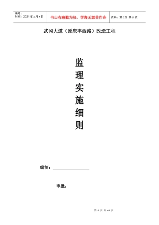 武冈大道改造工程监理实施细则