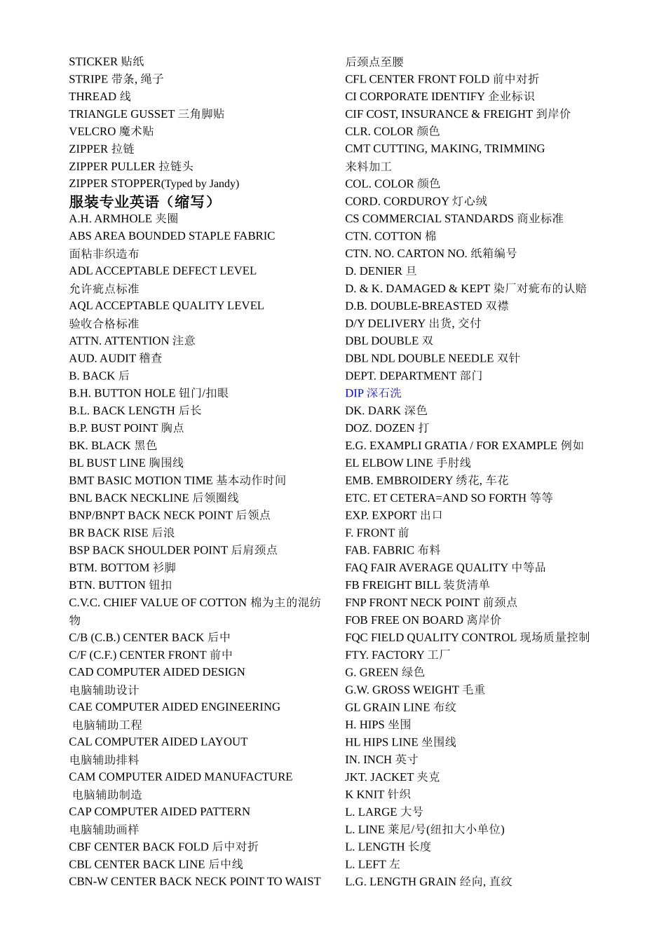 服装英语电子小词典1_第2页