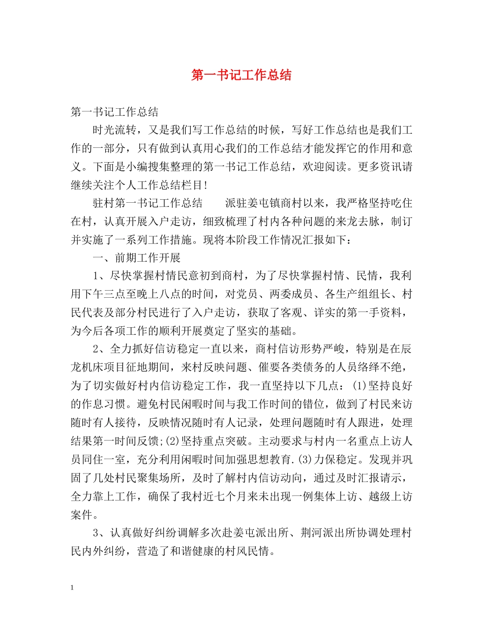 第一书记工作总结2 _第1页