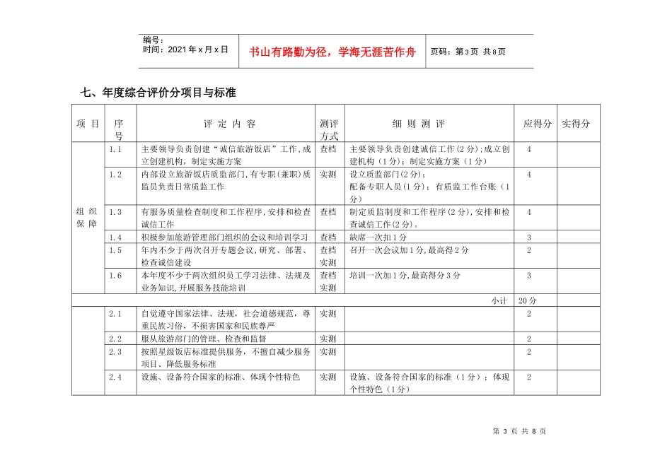 旅游饭店诚信等级划分和评分标准_第3页
