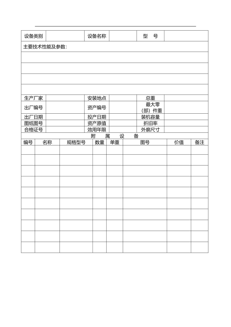 某某矿业有限责任公司设备技术档案表_第2页