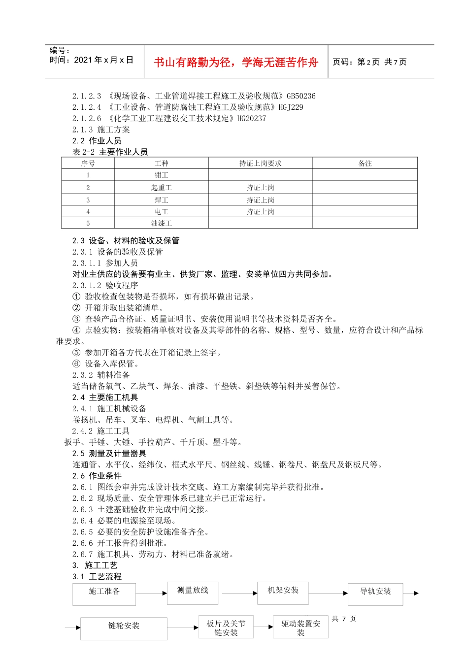 板式输送机安装施工工艺标准_第2页
