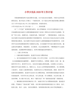 小学少先队年工作计划 
