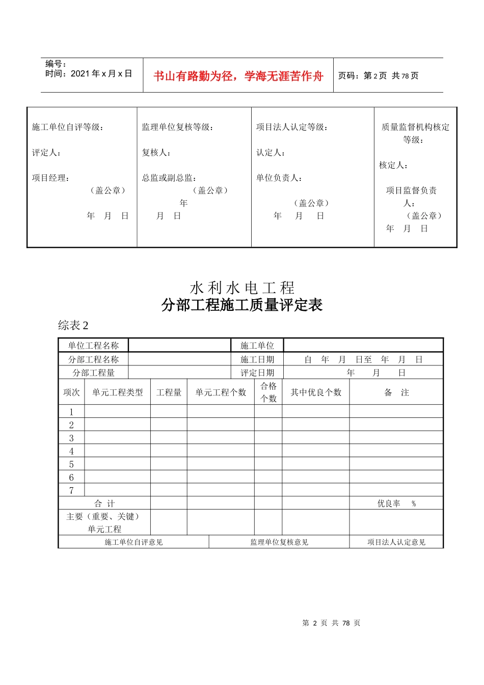 水利水电工程质检表格(总)_第2页