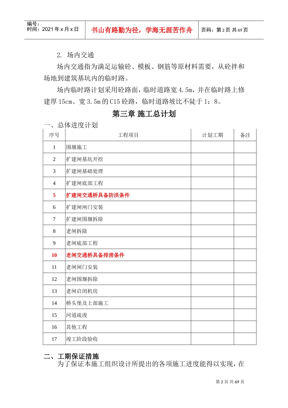 水闸工程施工组织设计(DOC99页)_第2页