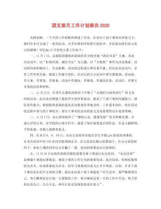 团支部月工作计划报告 
