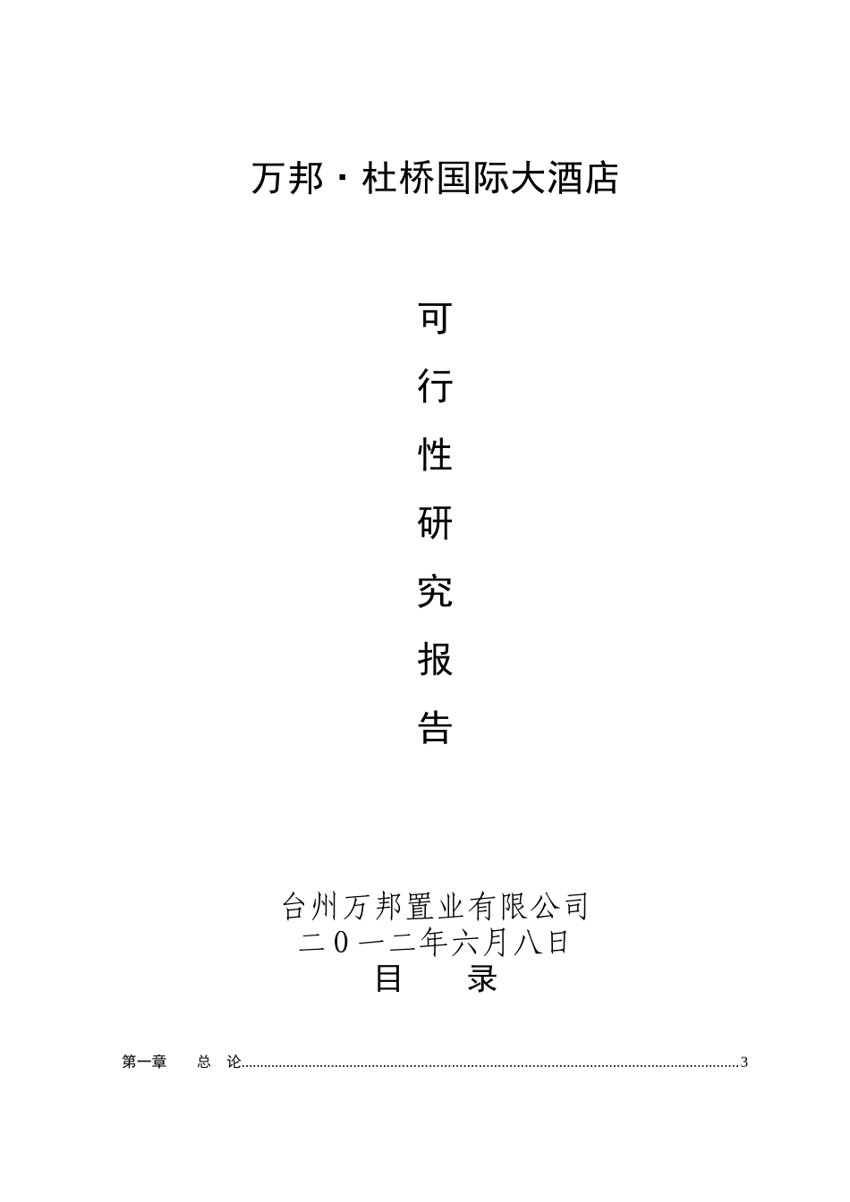 杜桥国际大酒店可行性分析报告_第1页