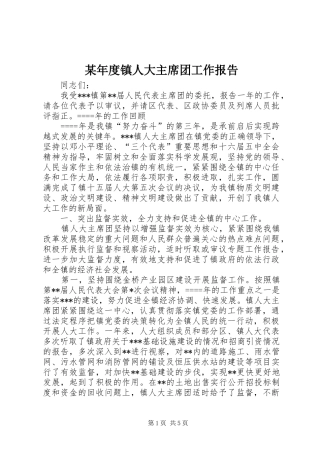 某年度镇人大主席团工作报告