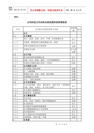 水利科学技术档案管理规定（修改稿）