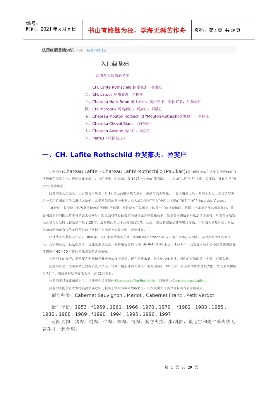 法国红酒基础知识-入门级_第1页