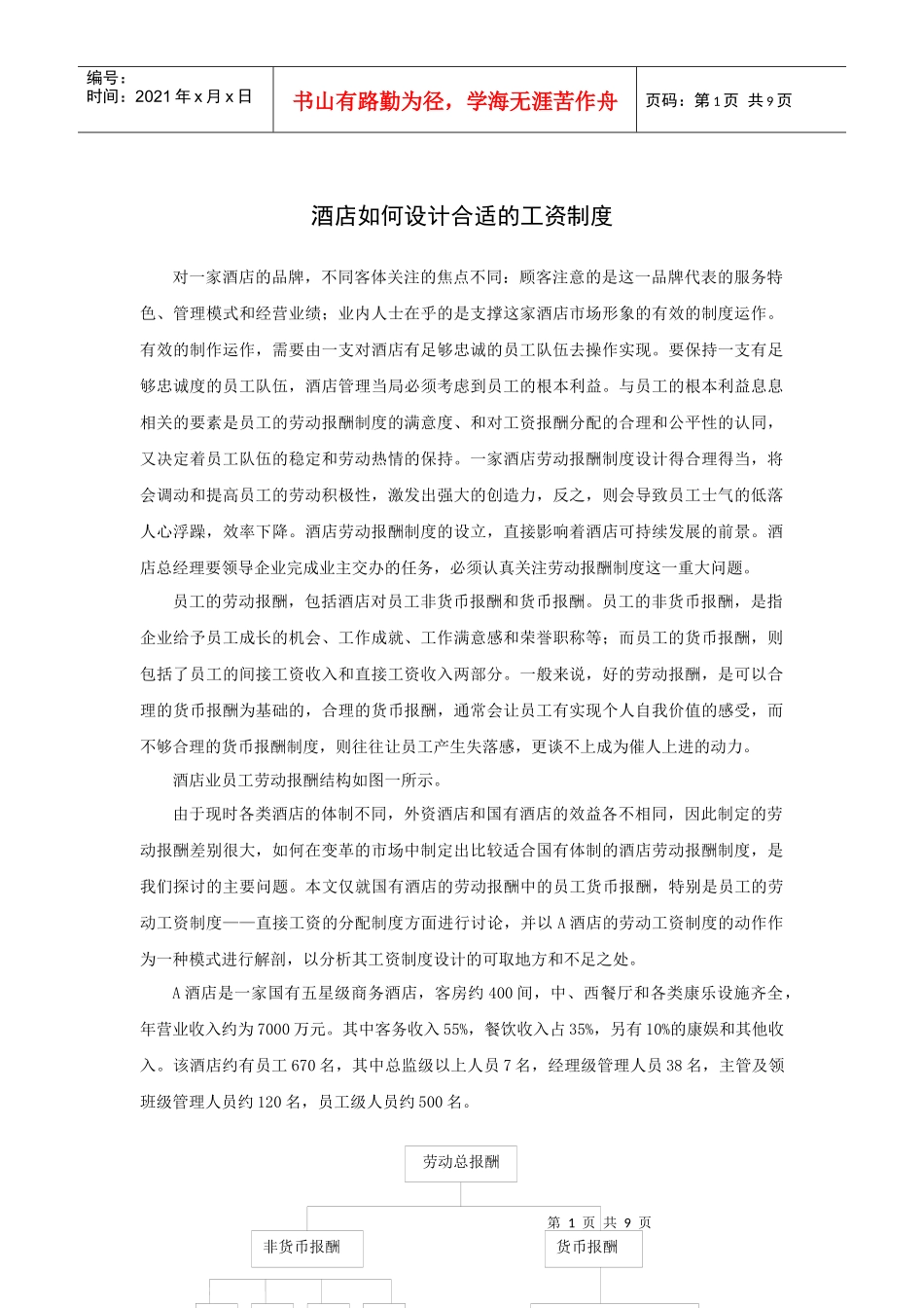 案例：酒店如何设计合适的工资方案（P）_第1页