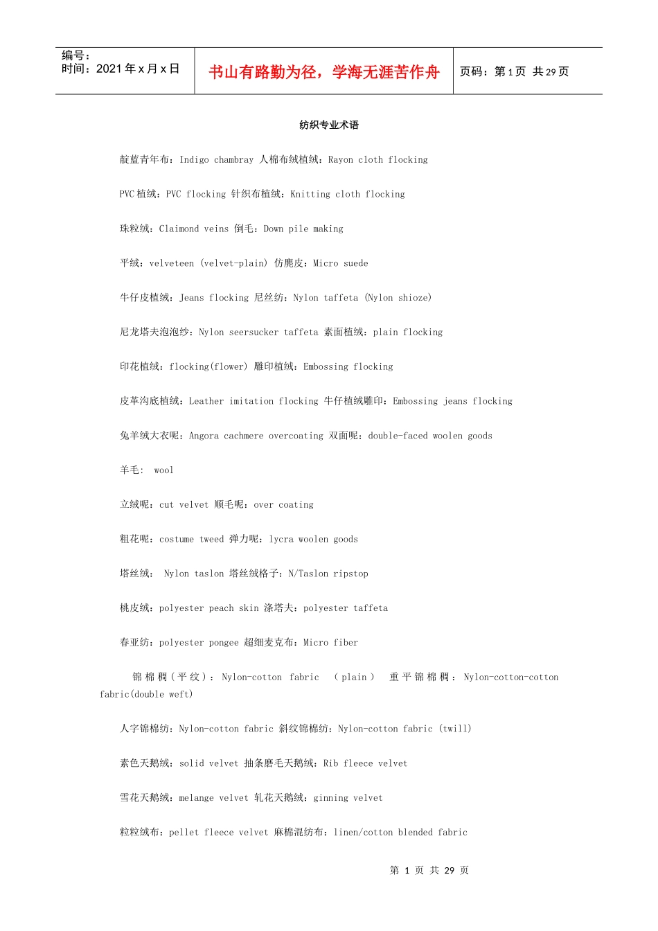 服装服饰英语_第1页