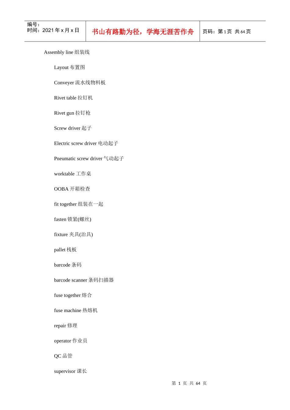 模具专业术语_第1页