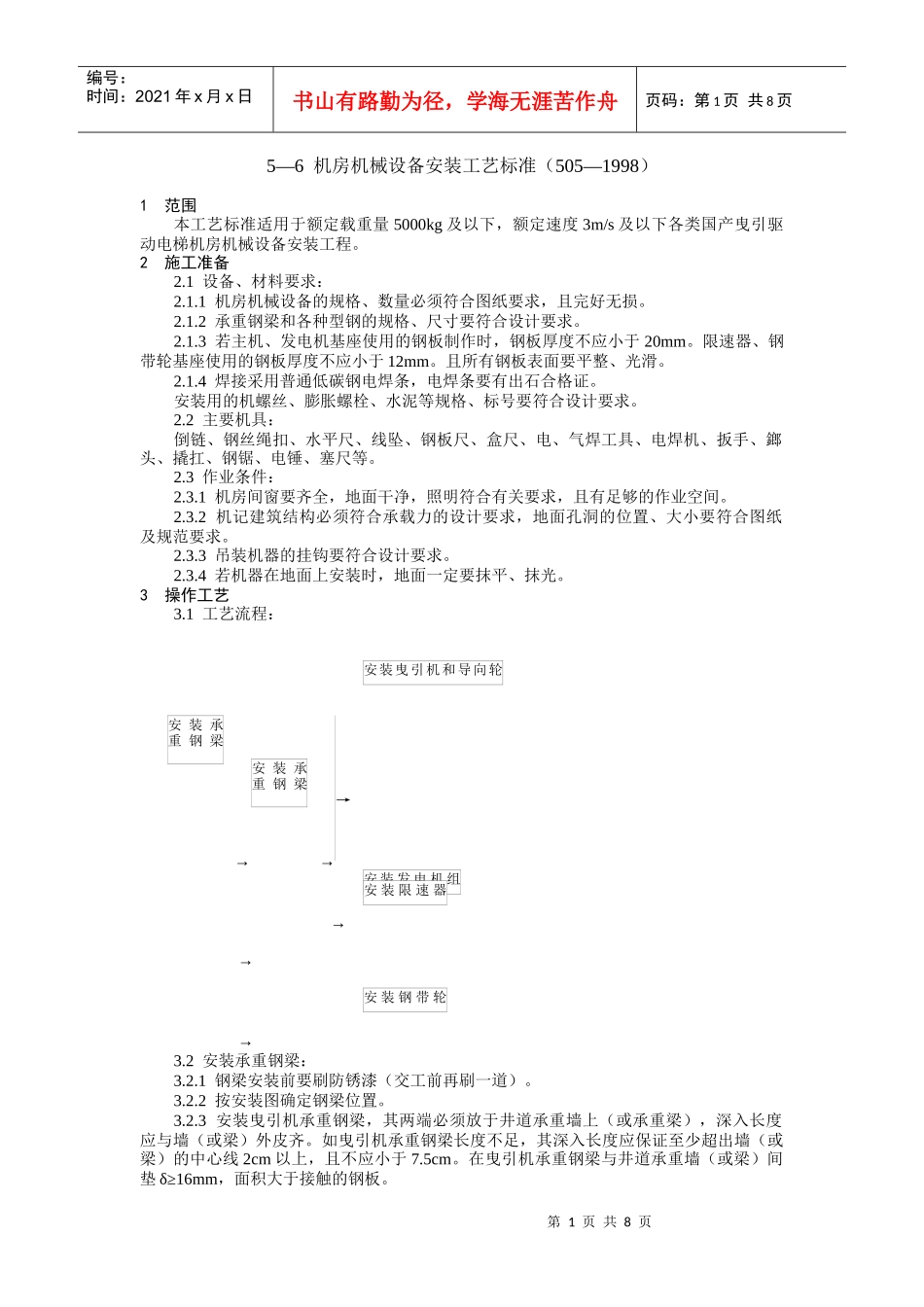 机房机械设备安装工艺标准_第1页