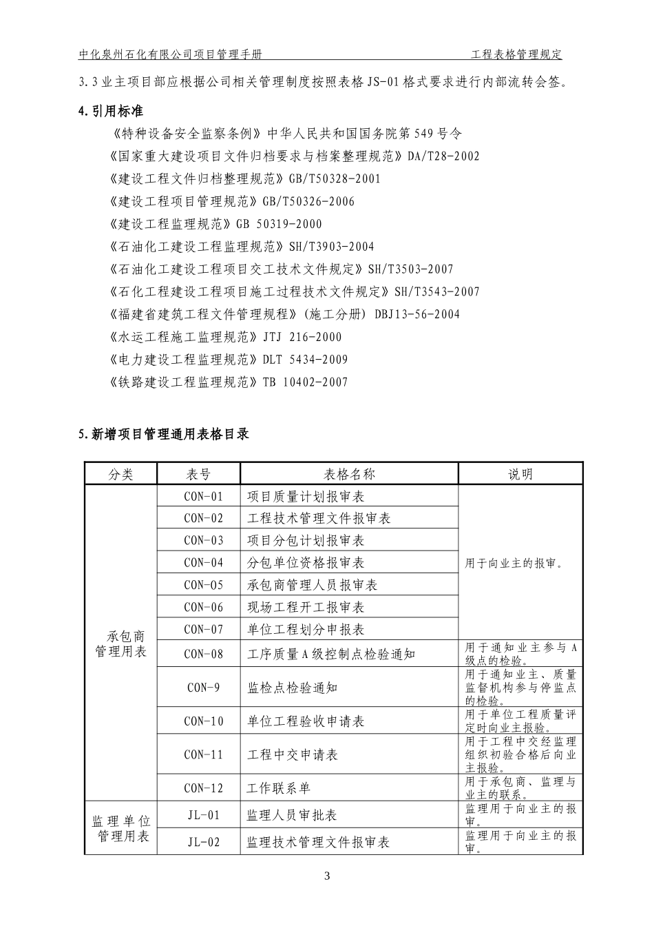 某石化项目工程表格管理规定_第3页