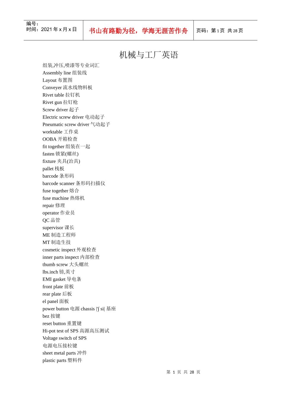机械与工厂英语_第1页