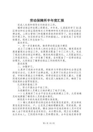 劳动保障所半年度汇报