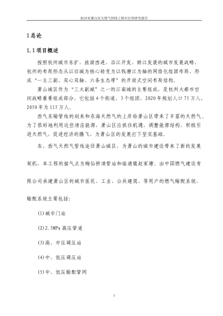 杭州市萧山区天燃气利用工程可行性研究报告