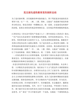 党支部先进性教育党性剖析总结 (2) 