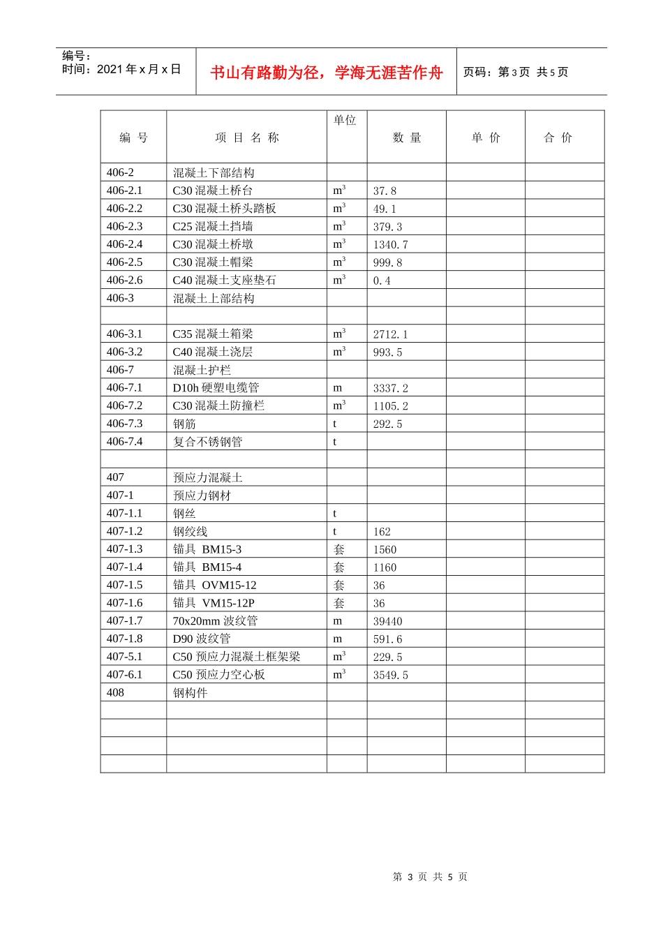 某桥梁工程施工方案设计及工程预算_第3页