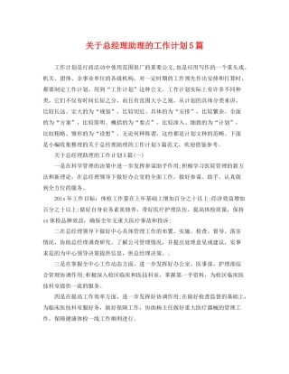 关于总经理助理的工作计划5篇 