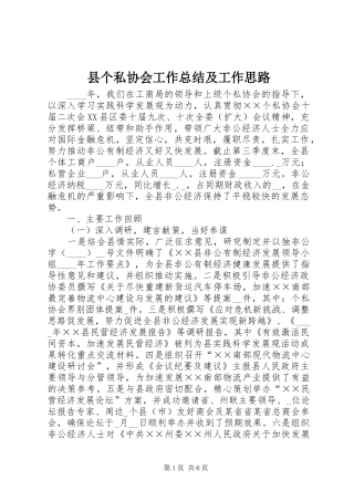 县个私协会工作总结及工作思路