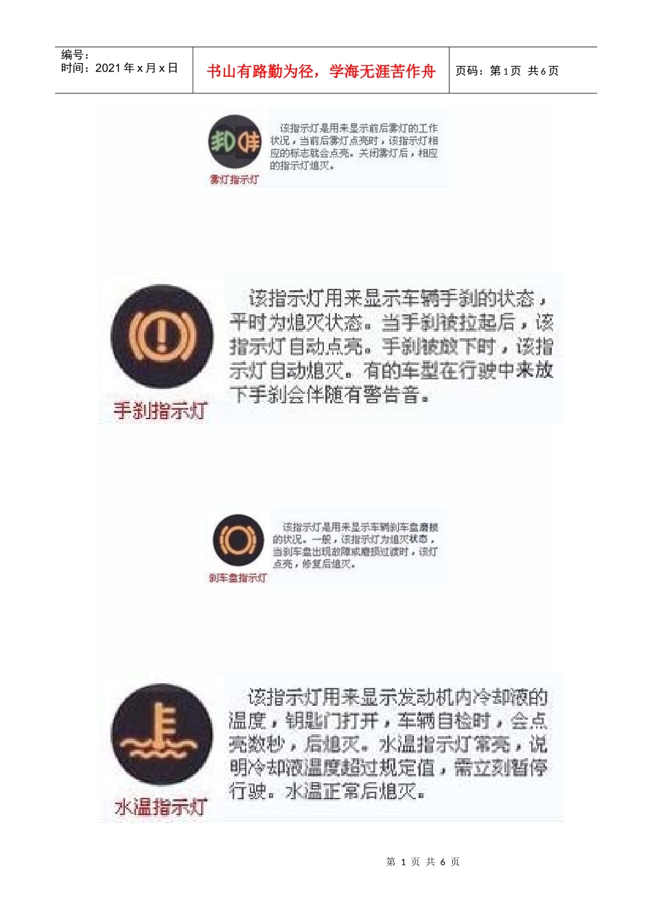 汽车仪表盘常见符_第1页