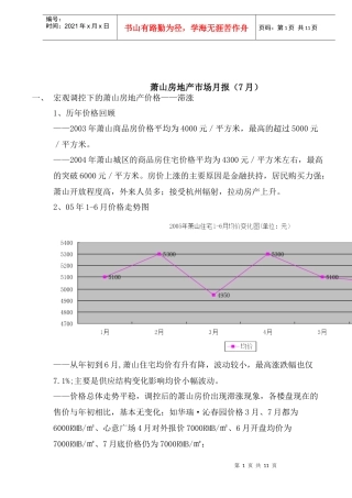 某地房地产市场月报