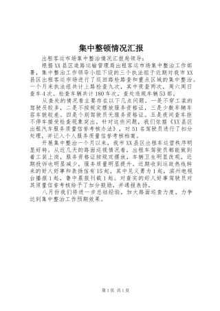 集中整顿情况汇报